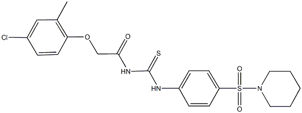 N-[(4-chloro-2-methylphenoxy)acetyl]-N'-[4-(1-piperidinylsulfonyl)phenyl]thiourea,,结构式