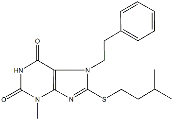 8-(isopentylsulfanyl)-3-methyl-7-(2-phenylethyl)-3,7-dihydro-1H-purine-2,6-dione Structure