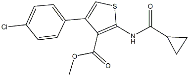 methyl 4-(4-chlorophenyl)-2-[(cyclopropylcarbonyl)amino]-3-thiophenecarboxylate 化学構造式