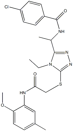 4-chloro-N-[1-(4-ethyl-5-{[2-(2-methoxy-5-methylanilino)-2-oxoethyl]sulfanyl}-4H-1,2,4-triazol-3-yl)ethyl]benzamide