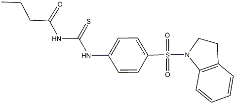 N-butyryl-N'-[4-(2,3-dihydro-1H-indol-1-ylsulfonyl)phenyl]thiourea,,结构式