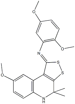 N-(2,5-dimethoxyphenyl)-N-(8-methoxy-4,4-dimethyl-4,5-dihydro-1H-[1,2]dithiolo[3,4-c]quinolin-1-ylidene)amine 化学構造式