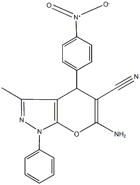 6-amino-4-{4-nitrophenyl}-3-methyl-1-phenyl-1,4-dihydropyrano[2,3-c]pyrazole-5-carbonitrile