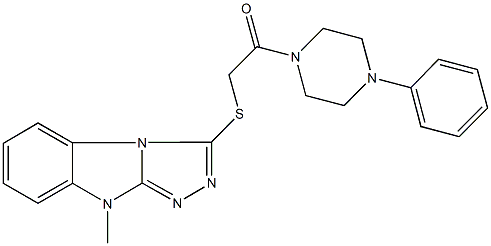 9-methyl-9H-[1,2,4]triazolo[4,3-a]benzimidazol-3-yl 2-oxo-2-(4-phenyl-1-piperazinyl)ethyl sulfide,,结构式