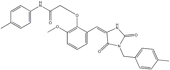 2-(2-methoxy-6-{[1-(4-methylbenzyl)-2,5-dioxo-4-imidazolidinylidene]methyl}phenoxy)-N-(4-methylphenyl)acetamide 结构式