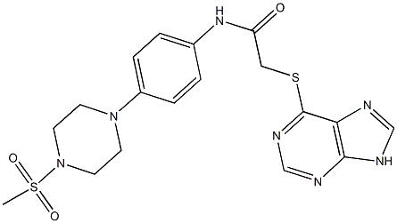 N-{4-[4-(methylsulfonyl)-1-piperazinyl]phenyl}-2-(9H-purin-6-ylsulfanyl)acetamide Struktur