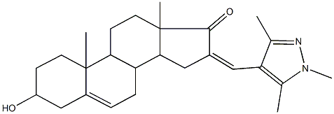 3-hydroxy-16-[(1,3,5-trimethyl-1H-pyrazol-4-yl)methylene]androst-5-en-17-one Struktur