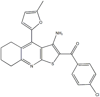 [3-amino-4-(5-methyl-2-furyl)-5,6,7,8-tetrahydrothieno[2,3-b]quinolin-2-yl](4-chlorophenyl)methanone 结构式