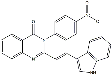 3-{4-nitrophenyl}-2-[2-(1H-indol-3-yl)vinyl]-4(3H)-quinazolinone,,结构式