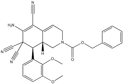 benzyl 6-amino-5,7,7-tricyano-8-(2,3-dimethoxyphenyl)-3,7,8,8a-tetrahydro-2(1H)-isoquinolinecarboxylate Struktur