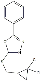 2-{[(2,2-dichlorocyclopropyl)methyl]thio}-5-phenyl-1,3,4-oxadiazole 化学構造式