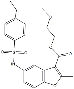 2-methoxyethyl 5-{[(4-ethylphenyl)sulfonyl]amino}-2-methyl-1-benzofuran-3-carboxylate Struktur