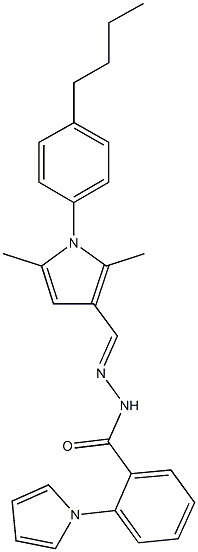 N'-{[1-(4-butylphenyl)-2,5-dimethyl-1H-pyrrol-3-yl]methylene}-2-(1H-pyrrol-1-yl)benzohydrazide,,结构式