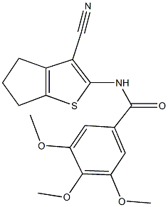 N-(3-cyano-5,6-dihydro-4H-cyclopenta[b]thien-2-yl)-3,4,5-trimethoxybenzamide 化学構造式