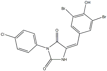 3-(4-chlorophenyl)-5-(3,5-dibromo-4-hydroxybenzylidene)-2,4-imidazolidinedione,,结构式