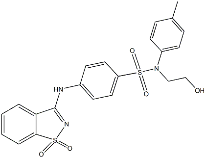 4-[(1,1-dioxido-1,2-benzisothiazol-3-yl)amino]-N-(2-hydroxyethyl)-N-(4-methylphenyl)benzenesulfonamide 结构式