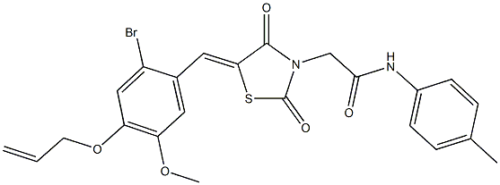 2-{5-[4-(allyloxy)-2-bromo-5-methoxybenzylidene]-2,4-dioxo-1,3-thiazolidin-3-yl}-N-(4-methylphenyl)acetamide Structure