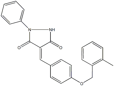 4-{4-[(2-methylbenzyl)oxy]benzylidene}-1-phenyl-3,5-pyrazolidinedione 化学構造式