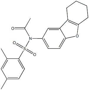 N-acetyl-2,4-dimethyl-N-(6,7,8,9-tetrahydrodibenzo[b,d]furan-2-yl)benzenesulfonamide 结构式