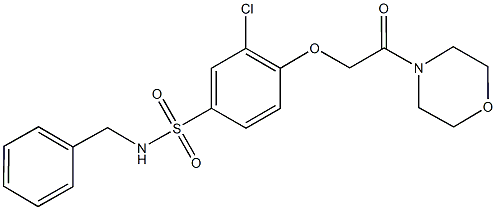 N-benzyl-3-chloro-4-[2-(4-morpholinyl)-2-oxoethoxy]benzenesulfonamide 化学構造式