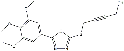 4-{[5-(3,4,5-trimethoxyphenyl)-1,3,4-oxadiazol-2-yl]sulfanyl}-2-butyn-1-ol 结构式