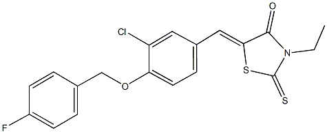  5-{3-chloro-4-[(4-fluorobenzyl)oxy]benzylidene}-3-ethyl-2-thioxo-1,3-thiazolidin-4-one