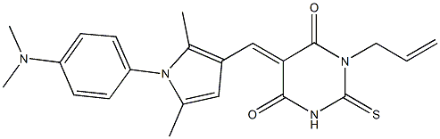 1-allyl-5-({1-[4-(dimethylamino)phenyl]-2,5-dimethyl-1H-pyrrol-3-yl}methylene)-2-thioxodihydro-4,6(1H,5H)-pyrimidinedione,,结构式