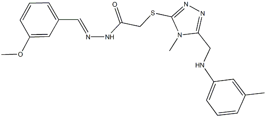 N'-(3-methoxybenzylidene)-2-{[4-methyl-5-(3-toluidinomethyl)-4H-1,2,4-triazol-3-yl]sulfanyl}acetohydrazide 化学構造式