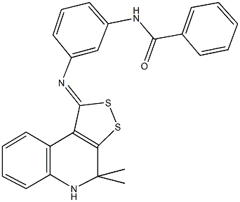 N-{3-[(4,4-dimethyl-4,5-dihydro-1H-[1,2]dithiolo[3,4-c]quinolin-1-ylidene)amino]phenyl}benzamide Struktur