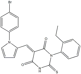 5-{[1-(4-bromophenyl)-1H-pyrrol-2-yl]methylene}-1-(2-ethylphenyl)-2-thioxodihydro-4,6(1H,5H)-pyrimidinedione Structure