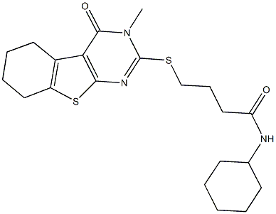 N-cyclohexyl-4-[(3-methyl-4-oxo-3,4,5,6,7,8-hexahydro[1]benzothieno[2,3-d]pyrimidin-2-yl)sulfanyl]butanamide Structure