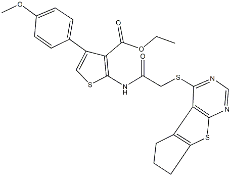 ethyl 2-{[(6,7-dihydro-5H-cyclopenta[4,5]thieno[2,3-d]pyrimidin-4-ylsulfanyl)acetyl]amino}-4-(4-methoxyphenyl)-3-thiophenecarboxylate