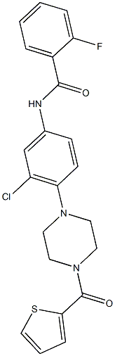 N-{3-chloro-4-[4-(2-thienylcarbonyl)-1-piperazinyl]phenyl}-2-fluorobenzamide,,结构式