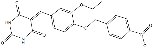 5-[3-ethoxy-4-({4-nitrobenzyl}oxy)benzylidene]-2,4,6(1H,3H,5H)-pyrimidinetrione Struktur