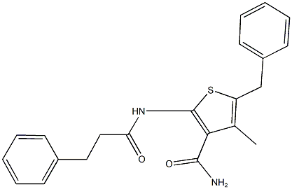 5-benzyl-4-methyl-2-[(3-phenylpropanoyl)amino]-3-thiophenecarboxamide Structure