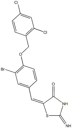 5-{3-bromo-4-[(2,4-dichlorobenzyl)oxy]benzylidene}-2-imino-1,3-thiazolidin-4-one Structure