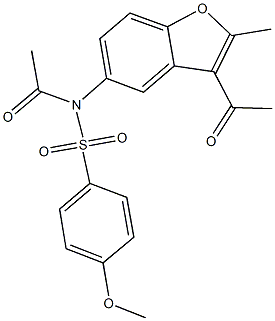 N-acetyl-N-(3-acetyl-2-methyl-1-benzofuran-5-yl)-4-methoxybenzenesulfonamide,,结构式