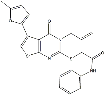 2-{[3-allyl-5-(5-methyl-2-furyl)-4-oxo-3,4-dihydrothieno[2,3-d]pyrimidin-2-yl]sulfanyl}-N-phenylacetamide Structure