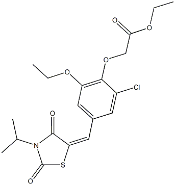 ethyl {2-chloro-6-ethoxy-4-[(3-isopropyl-2,4-dioxo-1,3-thiazolidin-5-ylidene)methyl]phenoxy}acetate Structure