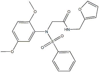 2-[2,5-dimethoxy(phenylsulfonyl)anilino]-N-(2-furylmethyl)acetamide 化学構造式