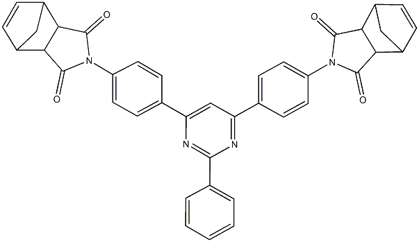 4-(4-{6-[4-(3,5-dioxo-4-azatricyclo[5.2.1.0~2,6~]dec-8-en-4-yl)phenyl]-2-phenylpyrimidin-4-yl}phenyl)-4-azatricyclo[5.2.1.0~2,6~]dec-8-ene-3,5-dione 结构式