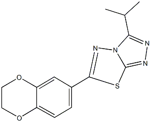 6-(2,3-dihydro-1,4-benzodioxin-6-yl)-3-isopropyl[1,2,4]triazolo[3,4-b][1,3,4]thiadiazole Struktur