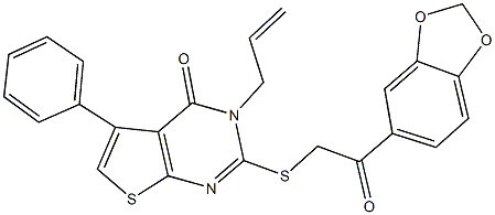 3-allyl-2-{[2-(1,3-benzodioxol-5-yl)-2-oxoethyl]sulfanyl}-5-phenylthieno[2,3-d]pyrimidin-4(3H)-one Struktur