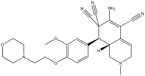 6-amino-8-{3-methoxy-4-[2-(4-morpholinyl)ethoxy]phenyl}-2-methyl-2,3,8,8a-tetrahydro-5,7,7(1H)-isoquinolinetricarbonitrile Struktur