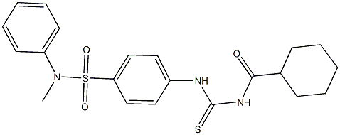 4-({[(cyclohexylcarbonyl)amino]carbothioyl}amino)-N-methyl-N-phenylbenzenesulfonamide,,结构式