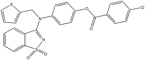 4-[(1,1-dioxido-1,2-benzisothiazol-3-yl)(thien-2-ylmethyl)amino]phenyl 4-chlorobenzoate 结构式
