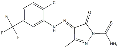 4-{[2-chloro-5-(trifluoromethyl)phenyl]hydrazono}-3-methyl-5-oxo-4,5-dihydro-1H-pyrazole-1-carbothioamide 化学構造式