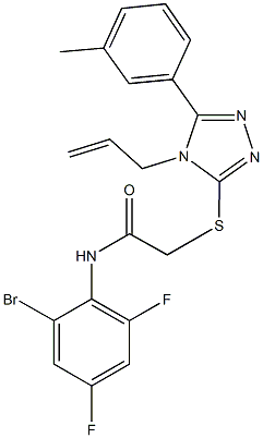 2-{[4-allyl-5-(3-methylphenyl)-4H-1,2,4-triazol-3-yl]sulfanyl}-N-(2-bromo-4,6-difluorophenyl)acetamide 结构式