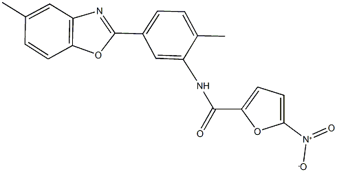 5-nitro-N-[2-methyl-5-(5-methyl-1,3-benzoxazol-2-yl)phenyl]-2-furamide Struktur