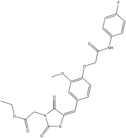 ethyl (5-{4-[2-(4-fluoroanilino)-2-oxoethoxy]-3-methoxybenzylidene}-2,4-dioxo-1,3-thiazolidin-3-yl)acetate Structure